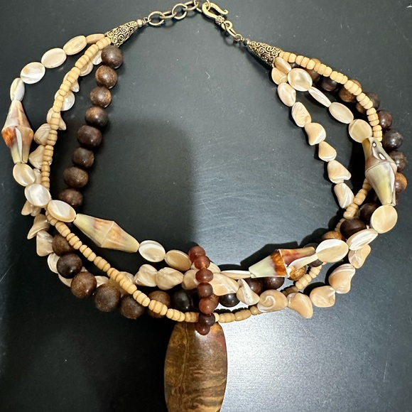 Boho Multi Beaded Shell Necklace - Picture 3 of 10